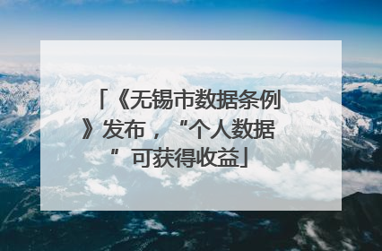 《无锡市数据条例》发布，“个人数据”可获得收益