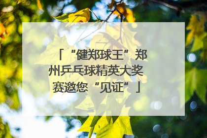 “健郑球王”郑州乒乓球精英大奖赛邀您“见证”