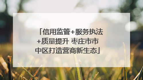 信用监管+服务执法+质量提升 枣庄市市中区打造营商新生态
