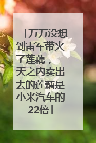 万万没想到雷军带火了莲藕，一天之内卖出去的莲藕是小米汽车的22倍