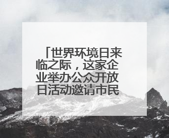 世界环境日来临之际，这家企业举办公众开放日活动邀请市民走进厂区