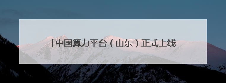 中国算力平台（山东）正式上线 算力租赁有望迎黄金发展期