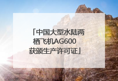 中国大型水陆两栖飞机AG600获颁生产许可证