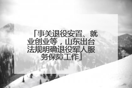 事关退役安置、就业创业等，山东出台法规明确退役军人服务保障工作
