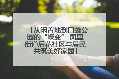 从闲置地到口袋公园的“蝶变” 凤里街道后花社区与居民共筑美好家园