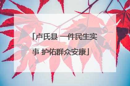 卢氏县 一件民生实事 护佑群众安康