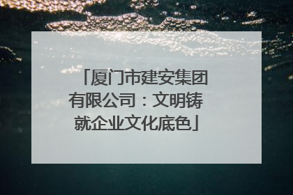 厦门市建安集团有限公司：文明铸就企业文化底色