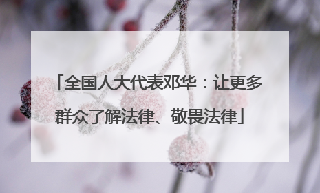 全国人大代表邓华：让更多群众了解法律、敬畏法律