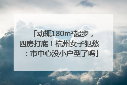 动辄180m²起步，四房打底！杭州女子犯愁：市中心没小户型了吗