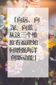向远、向深、向蓝，从这三个维度看福建如何增强海洋创新动能