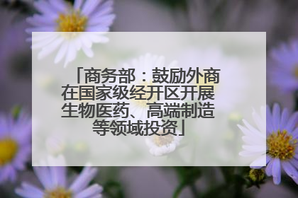 商务部：鼓励外商在国家级经开区开展生物医药、高端制造等领域投资