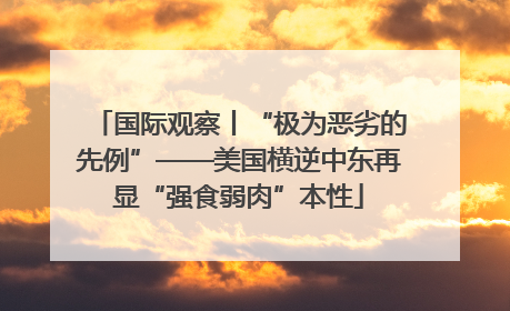 国际观察丨“极为恶劣的先例”——美国横逆中东再显“强食弱肉”本性