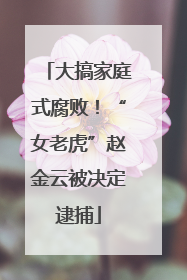 大搞家庭式腐败！“女老虎”赵金云被决定逮捕