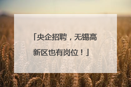 央企招聘，无锡高新区也有岗位！