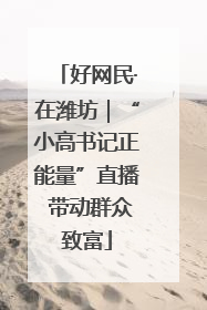 好网民·在潍坊｜“小高书记正能量”直播 带动群众致富