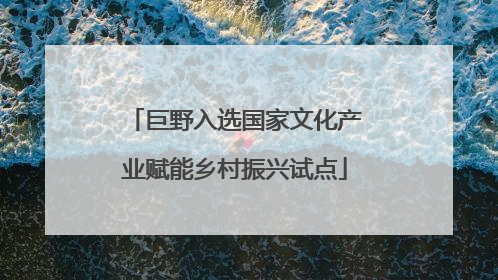 巨野入选国家文化产业赋能乡村振兴试点