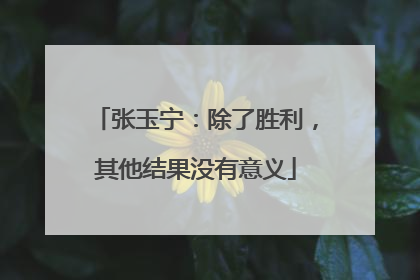 张玉宁：除了胜利，其他结果没有意义