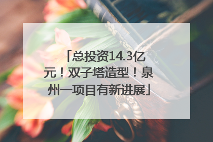 总投资14.3亿元！双子塔造型！泉州一项目有新进展