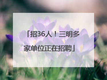 招36人！三明多家单位正在招聘