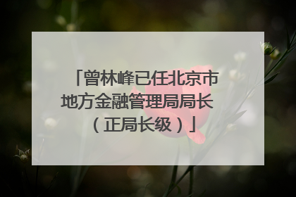 曾林峰已任北京市地方金融管理局局长（正局长级）