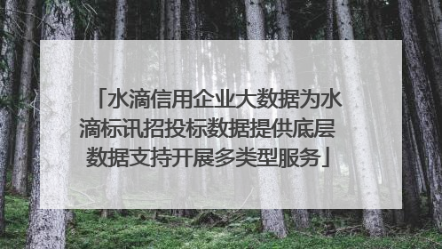 水滴信用企业大数据为水滴标讯招投标数据提供底层数据支持开展多类型服务