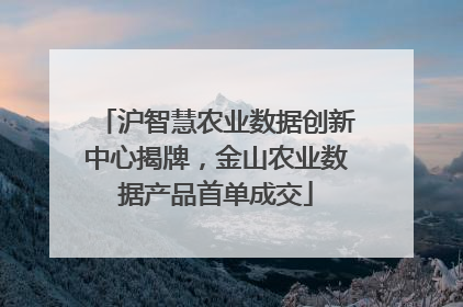 沪智慧农业数据创新中心揭牌，金山农业数据产品首单成交