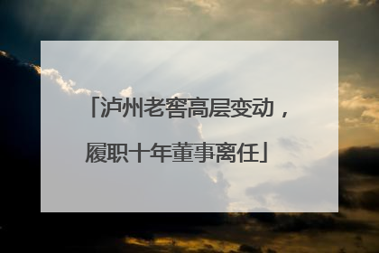 泸州老窖高层变动，履职十年董事离任