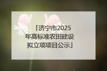 济宁市2025年高标准农田建设拟立项项目公示