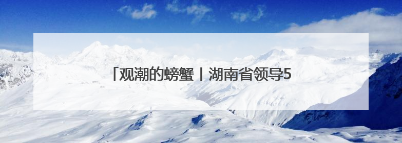 观潮的螃蟹丨湖南省领导53场专题调研聚焦这件事