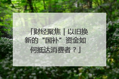 财经聚焦｜以旧换新的“国补”资金如何抵达消费者？