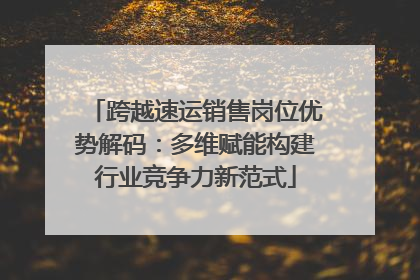 跨越速运销售岗位优势解码：多维赋能构建行业竞争力新范式