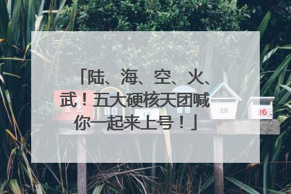 陆、海、空、火、武！五大硬核天团喊你一起来上号！