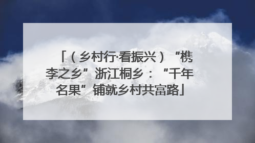 （乡村行·看振兴）“槜李之乡”浙江桐乡：“千年名果”铺就乡村共富路