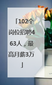 102个岗位招聘463人，最高月薪3万