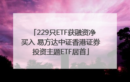 229只ETF获融资净买入 易方达中证香港证券投资主题ETF居首